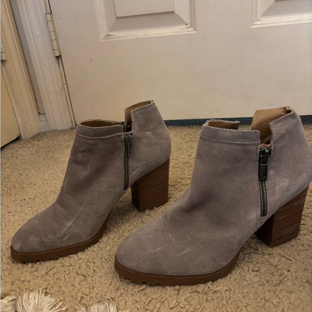 Lucky Brand Gray Suede Ankle Booties